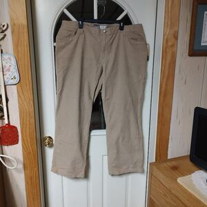 New Izod Military Chic Khaki Worn Out Wash Bootcut Corduroy Pants Women's 20W